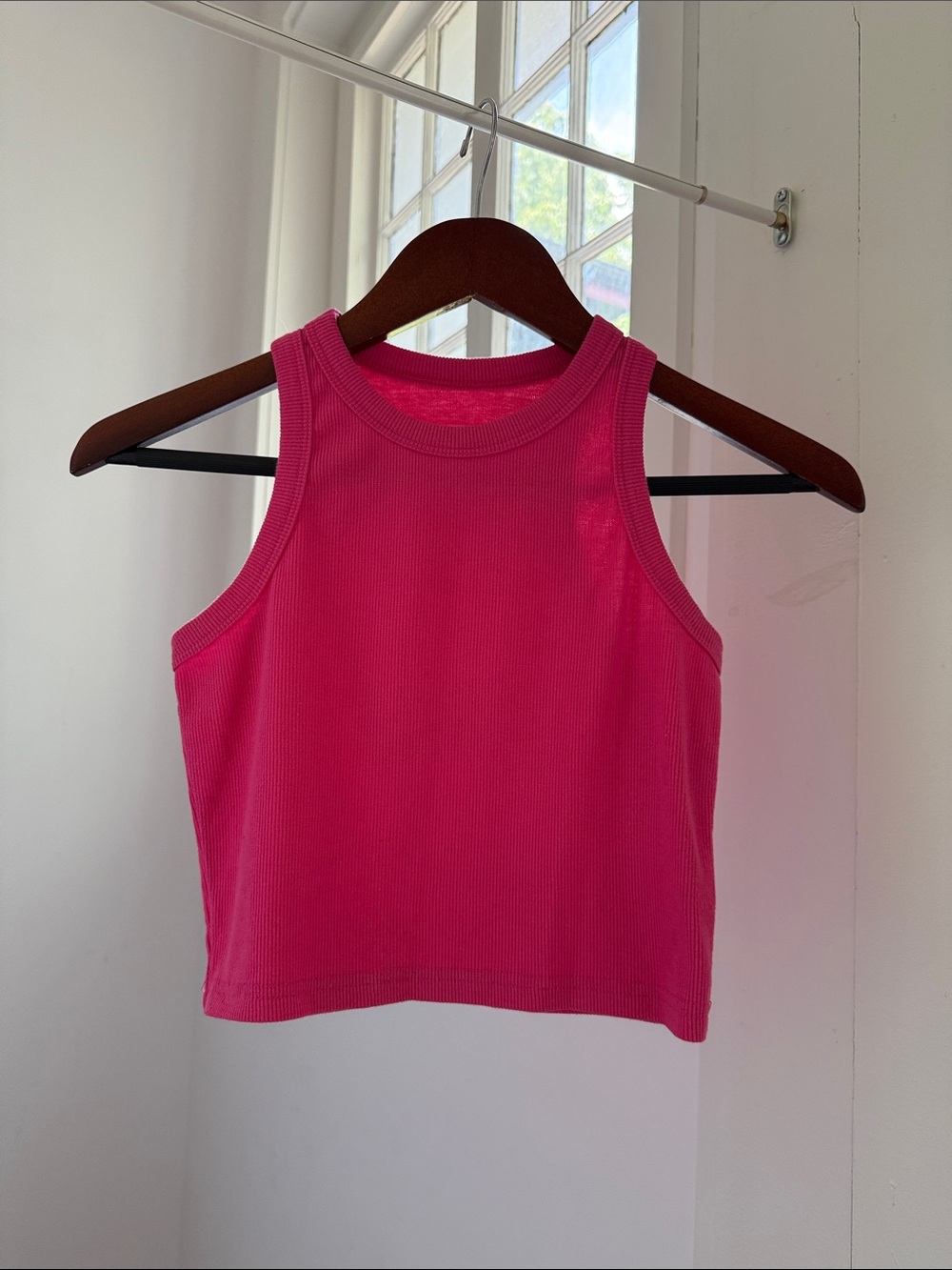 Amazon Hot Pink Ribbed Tank Top - Women's Sleeveless Crop